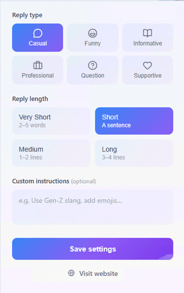 Echo extension settings